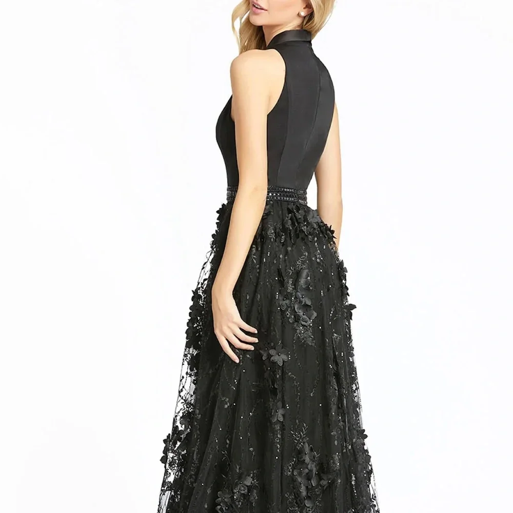 TUXEDO INSPIRED FLORAL EMBROIDERED GOWN - Picture 2 of 12